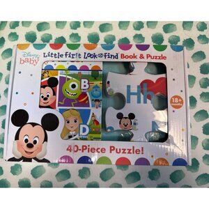 Disney Baby Little First Look And Find Book & Puzzle Set 40 Pieces 18+ Months